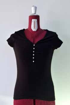 Black Button Placket Top