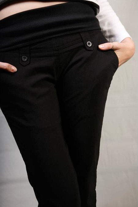 Black Button Tab Trousers