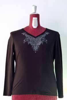 Black Embellished V-Neck Top
