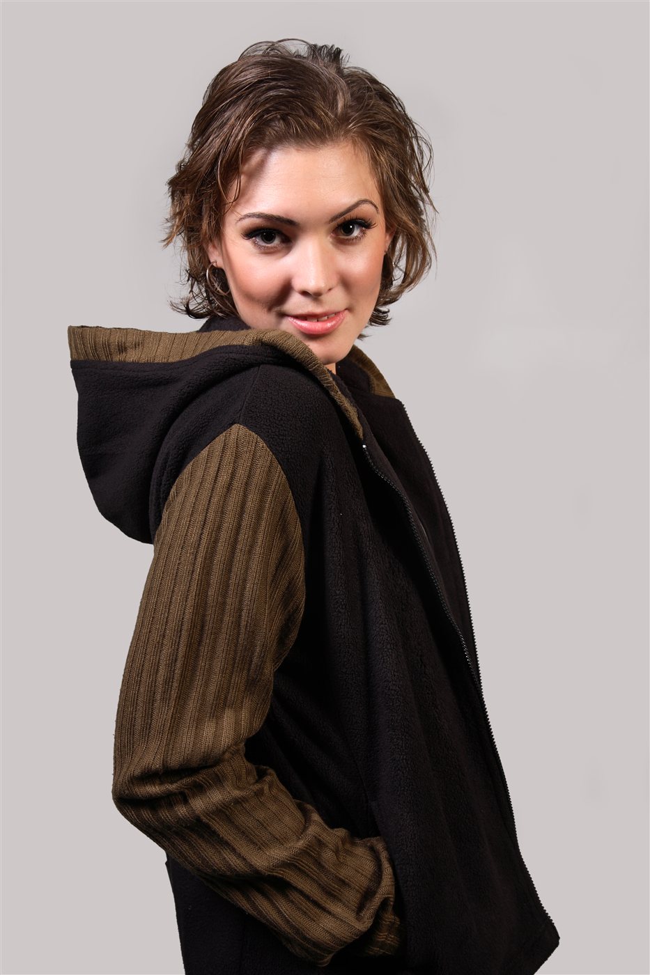Black Olive Hooded Fleece Jacket