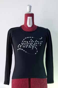Black Rhinestone Graphic Top