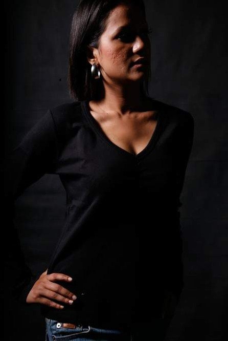 Black V-Neck Long Sleeve Top