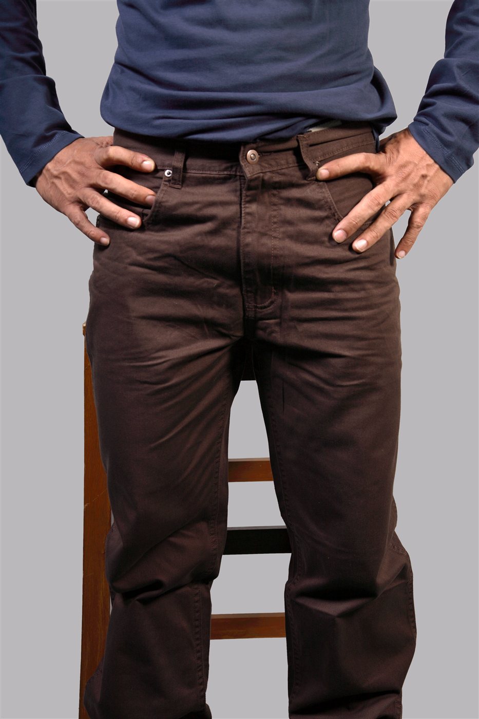 Brown Straight Fit Trousers
