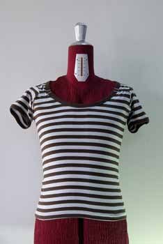 Brown Striped Crew Top