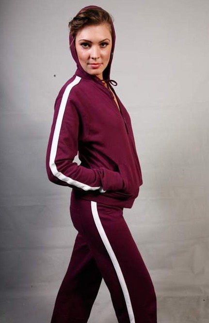 Burgundy Stripe Track Jacket Set