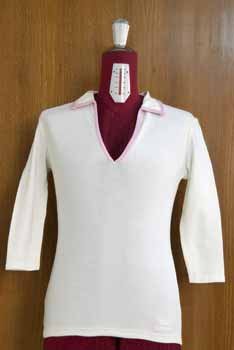 Cream V-Neck Pink Trim Top