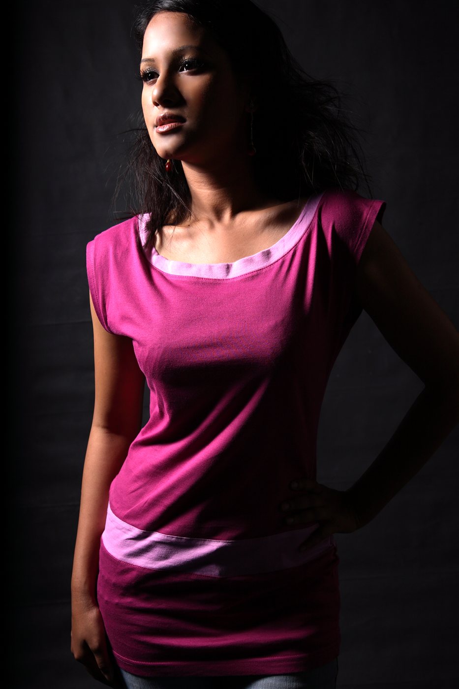 Magenta Colorblock Bodycon Dress