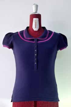 Navy Contrast Collar Top