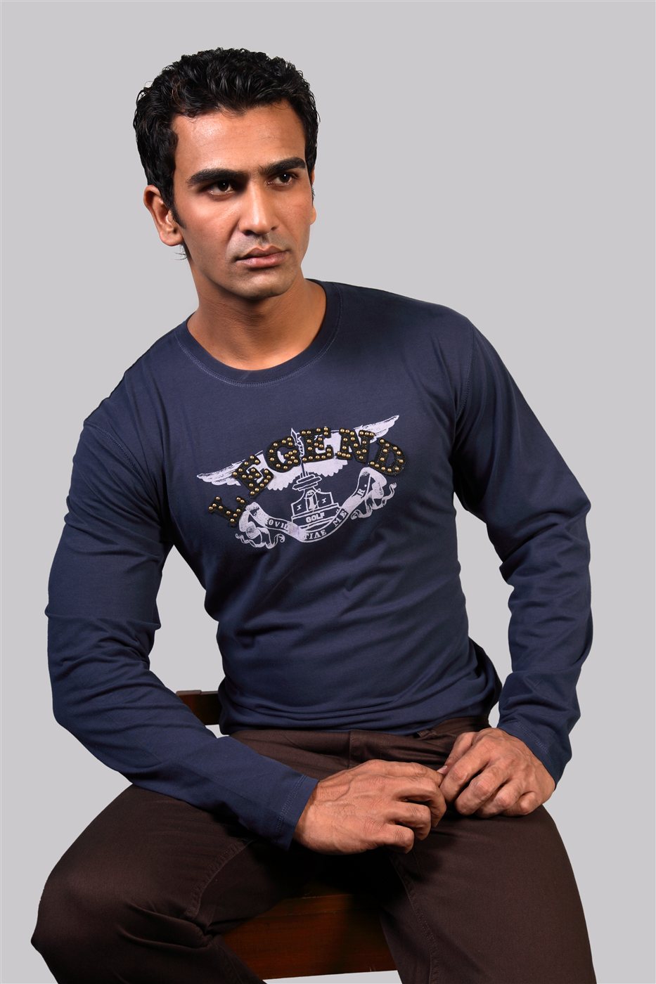 Navy Graphic Long-Sleeve Tee