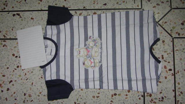 Navy Striped Nautical Bear Romper