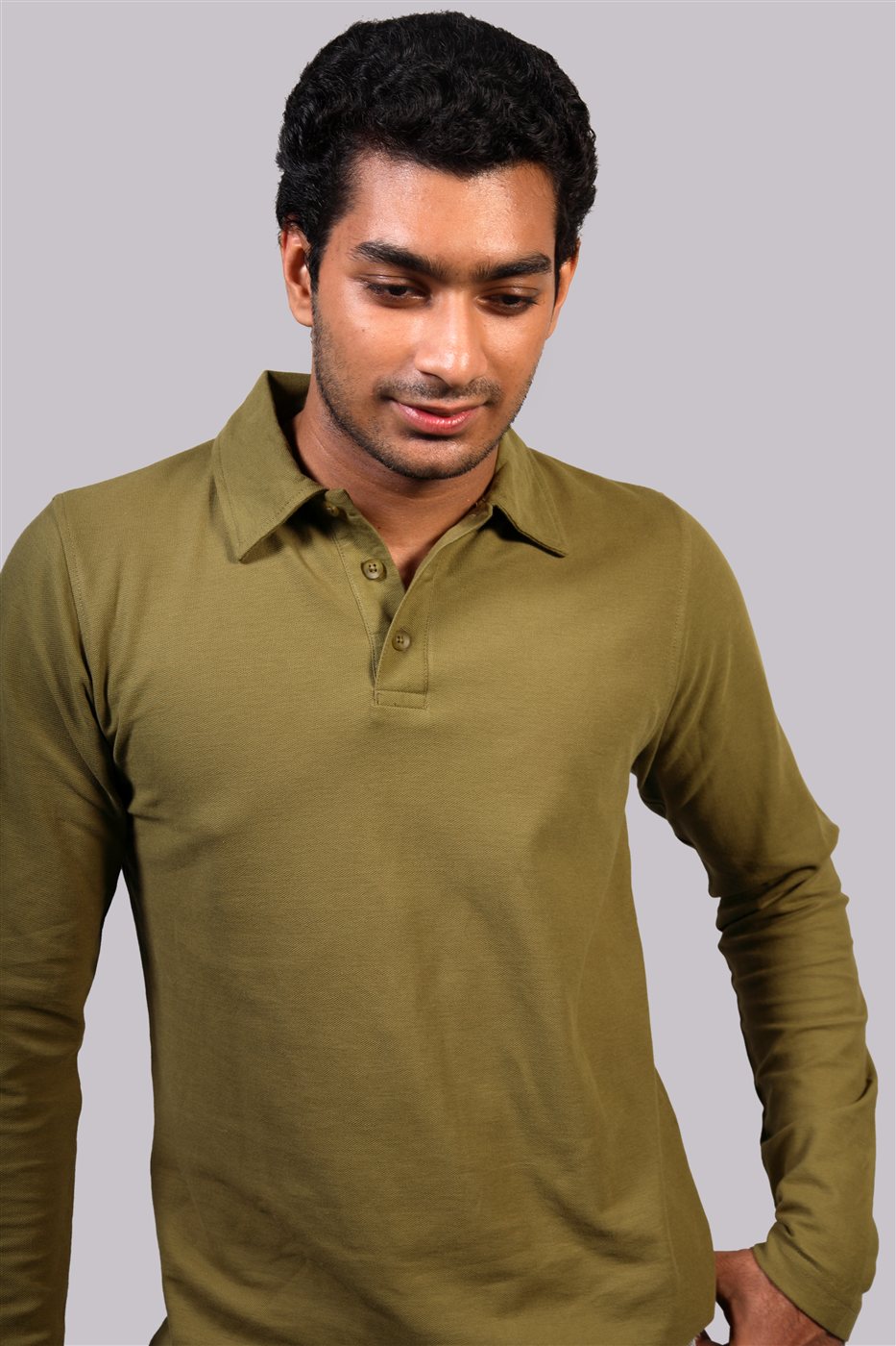 Olive Green Long-Sleeve Polo
