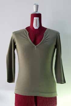 Olive Green V-Neck Top