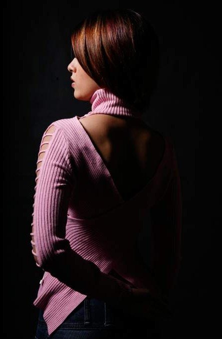 Pink Cutout Back Ribbed Sweater
