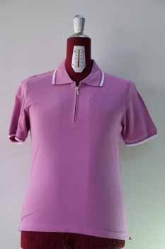 Pink Zip Neck Polo