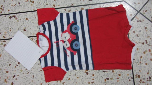 Red Striped Car Bear Romper
