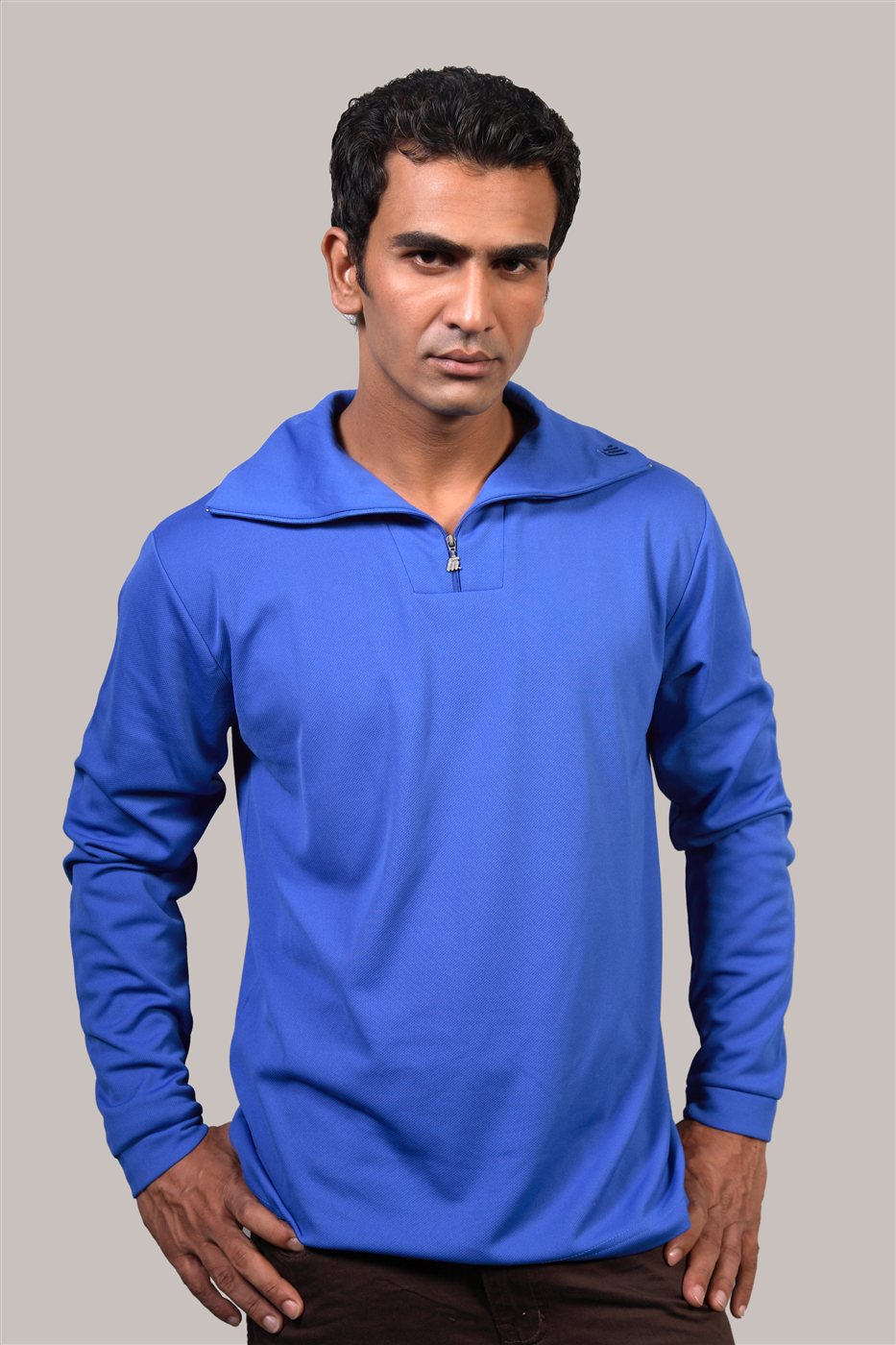 Royal Blue Zip Neck Pullover