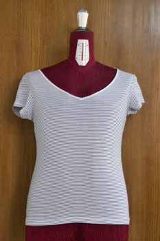 White Striped V-Neck Top
